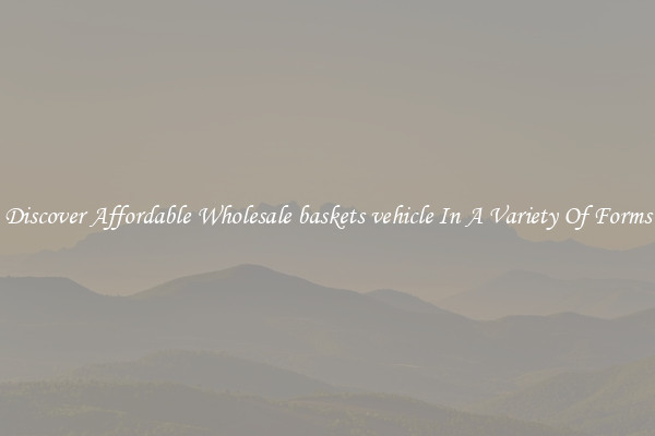 Discover Affordable Wholesale baskets vehicle In A Variety Of Forms