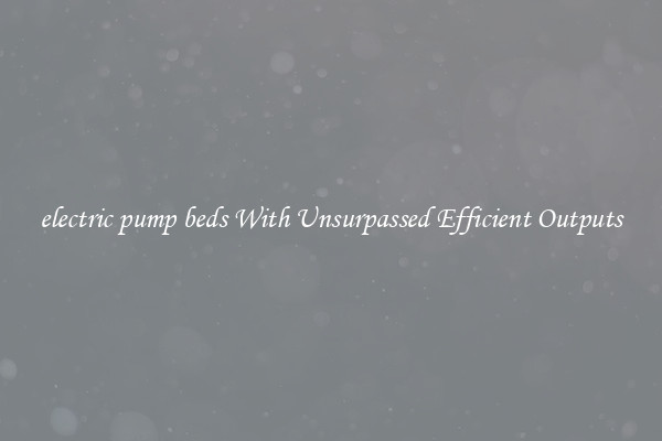 electric pump beds With Unsurpassed Efficient Outputs