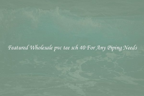 Featured Wholesale pvc tee sch 40 For Any Piping Needs